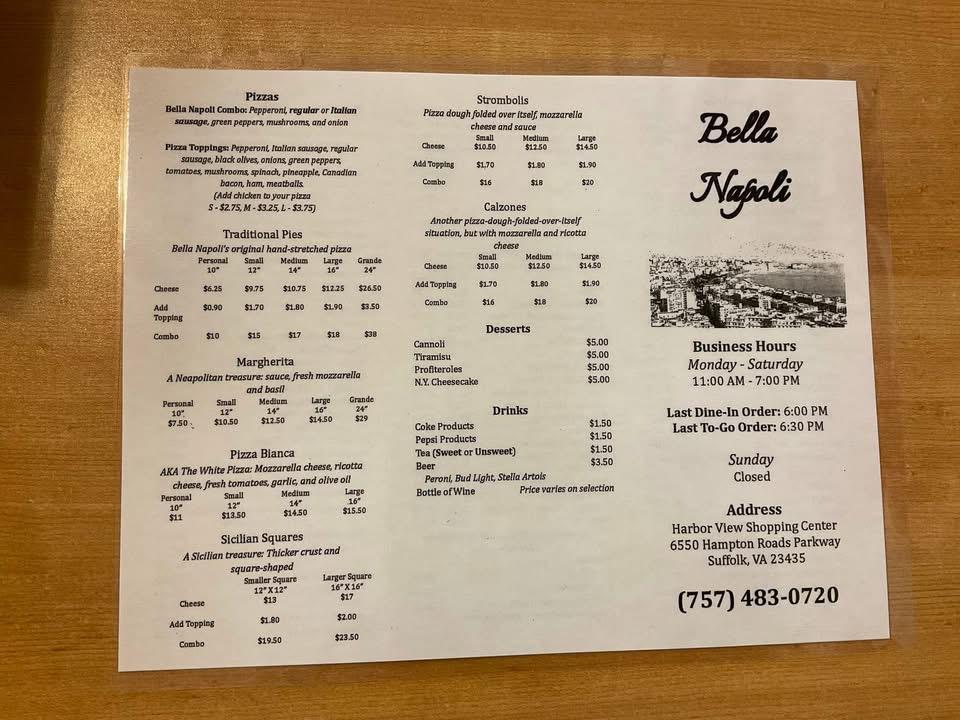 Bella Napoli Pizza Menu image 2